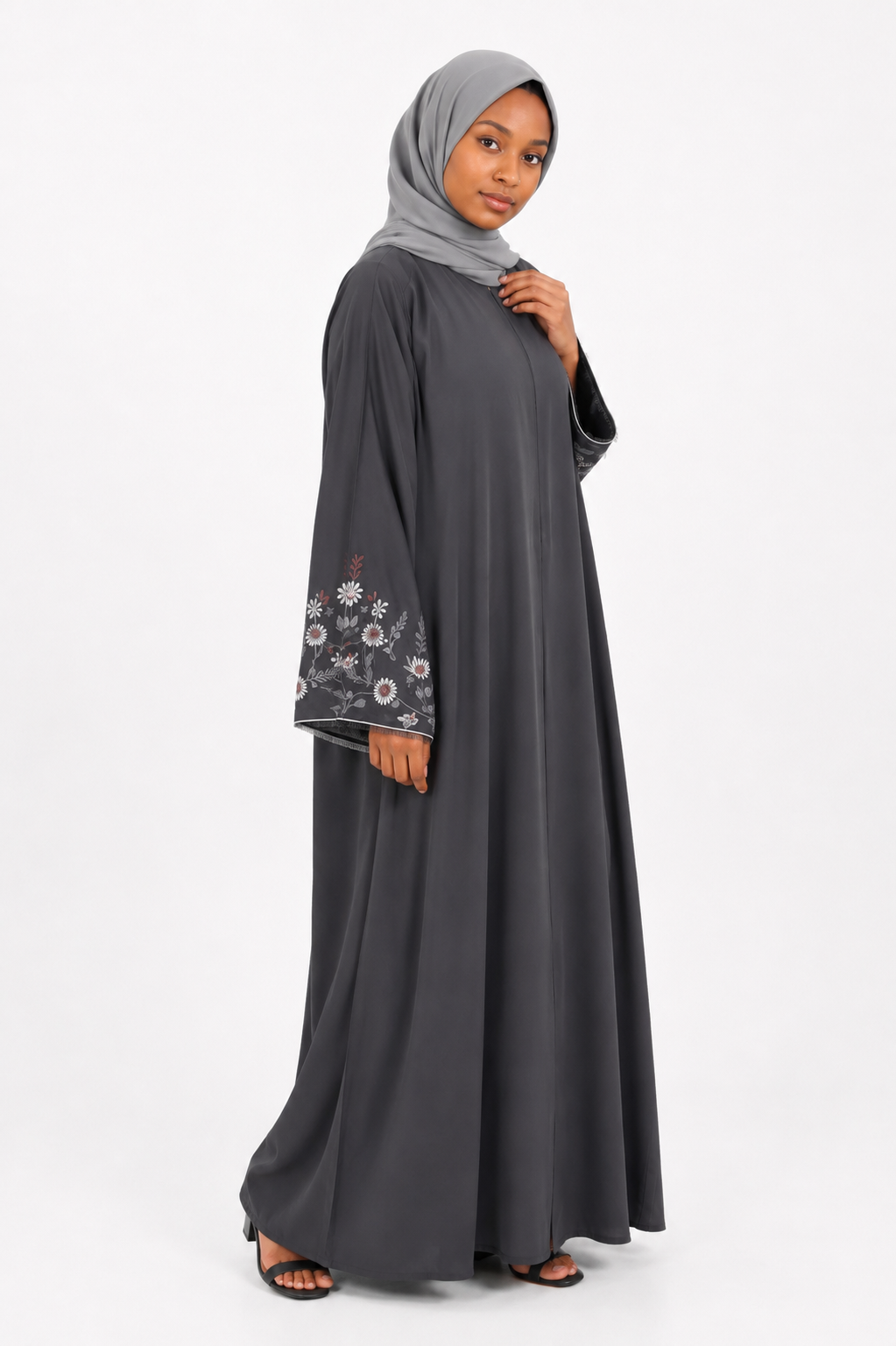 Atiya Embroidered Open Abaya