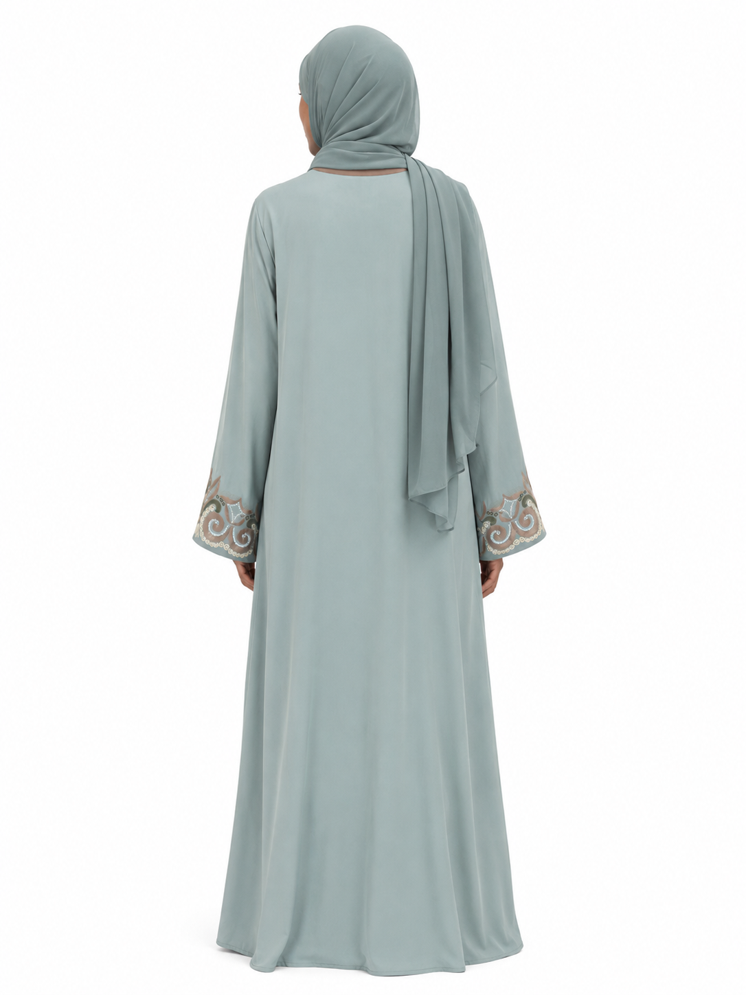 Celeste Mint Embroidered Closed Abaya