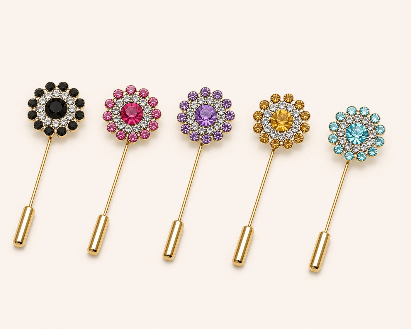 Noor Crystal Multicolor Scarf Pins with Cover