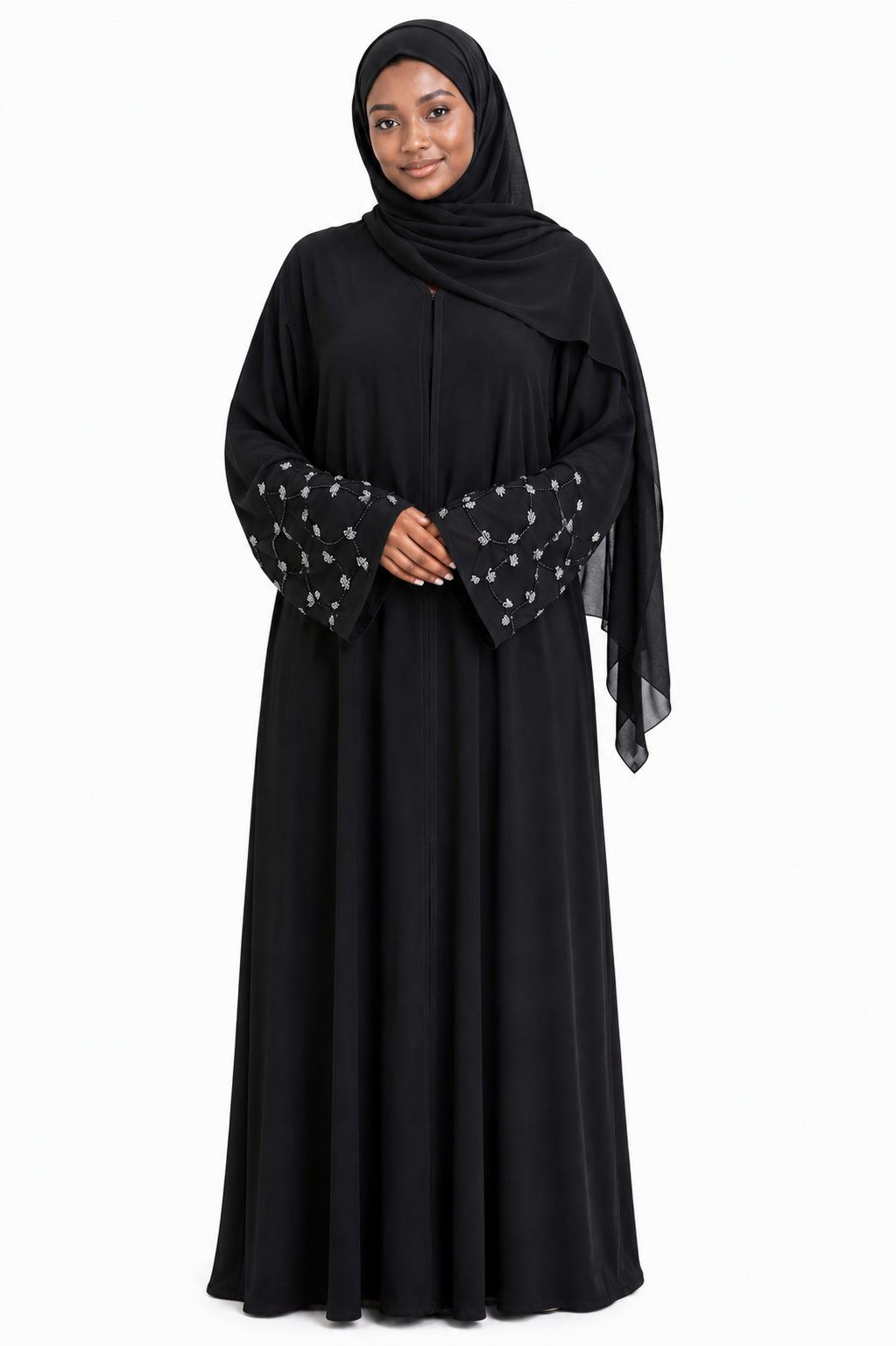 Ameerah Hand-Beaded Open Abaya
