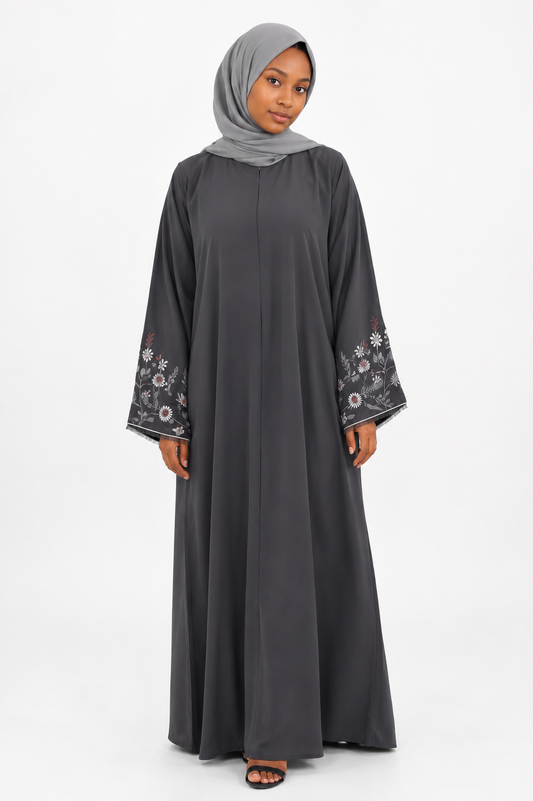 Atiya Embroidered Open Abaya