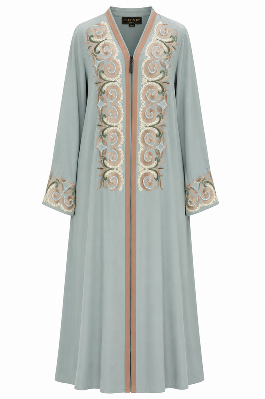 Celeste Mint Embroidered Closed Abaya