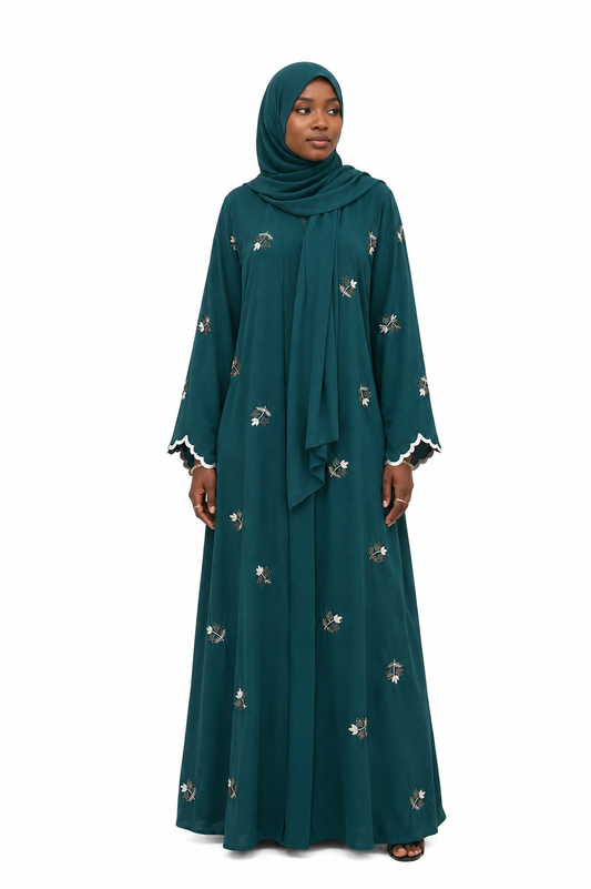 Emerald Veil Embroidered Abaya