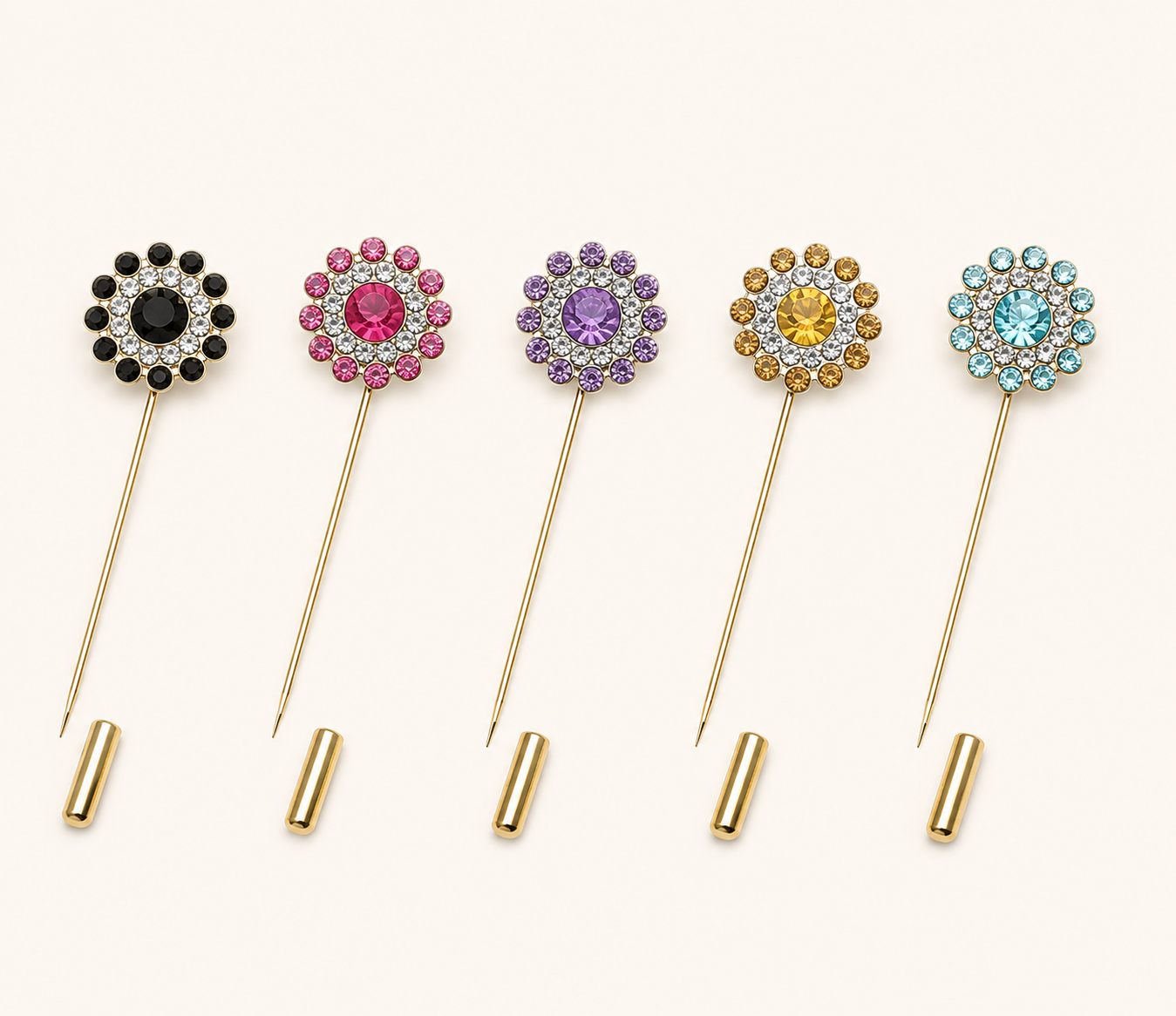 Noor Crystal Multicolor Scarf Pins with Cover