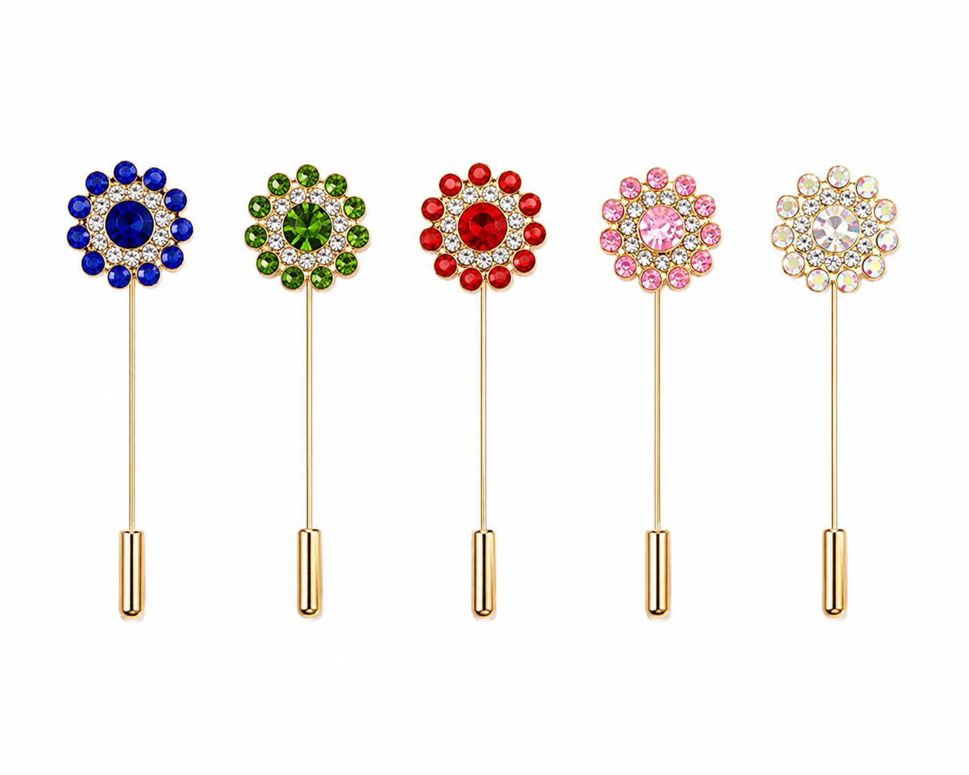 Noor Crystal Multicolor Scarf Pins with Cover