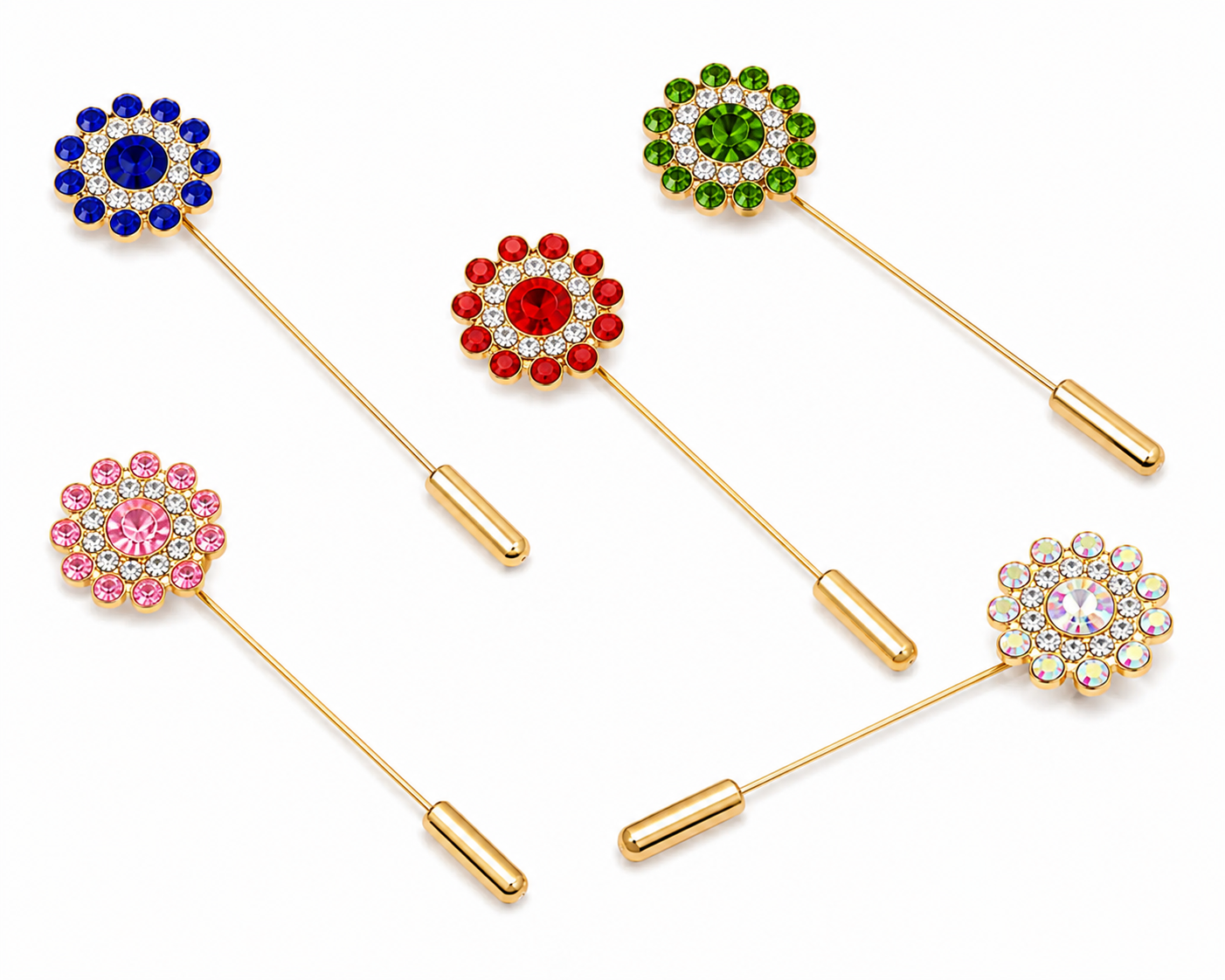 Noor Crystal Multicolor Scarf Pins with Cover