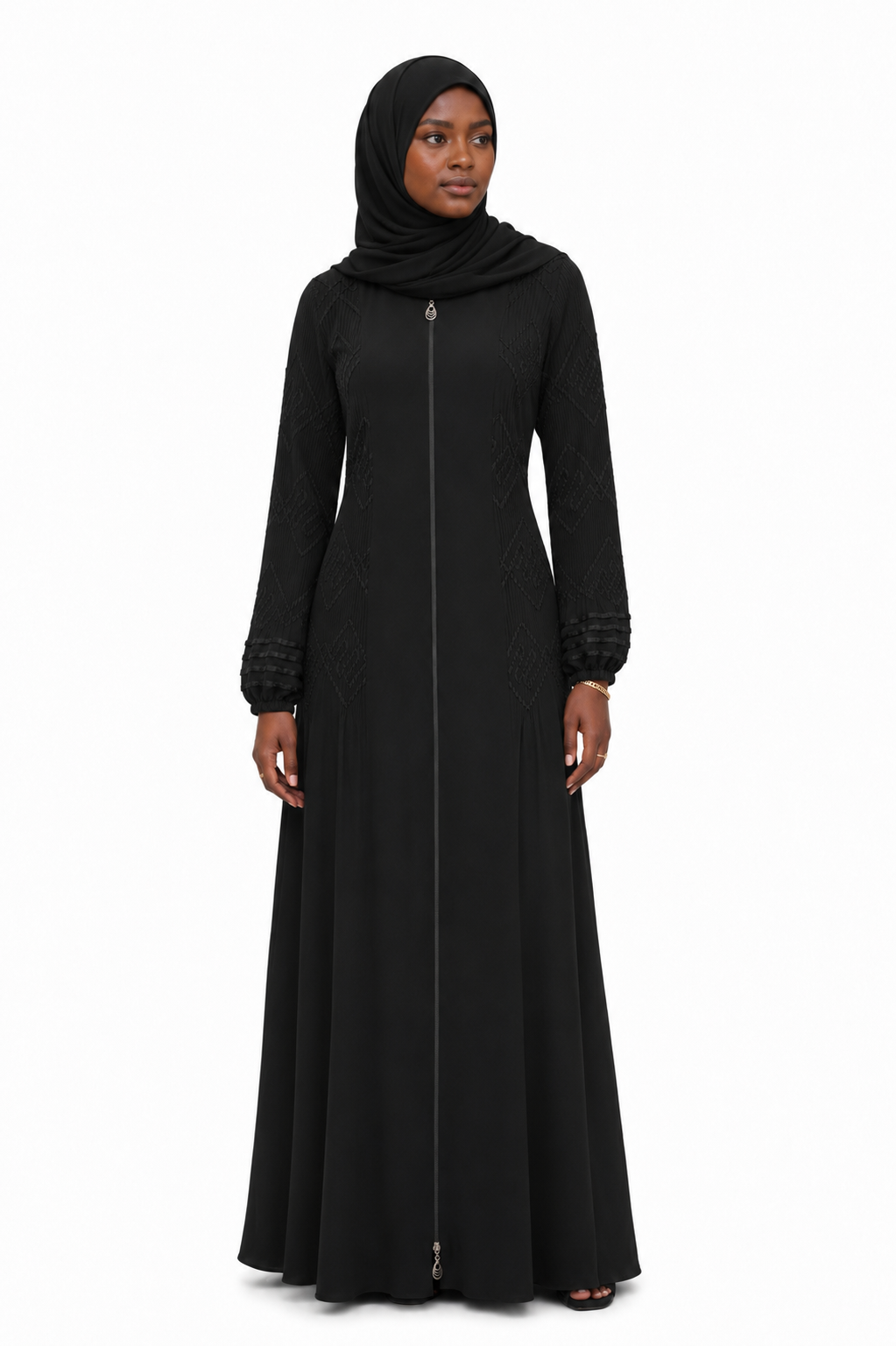 Velora Textured Zip Abaya