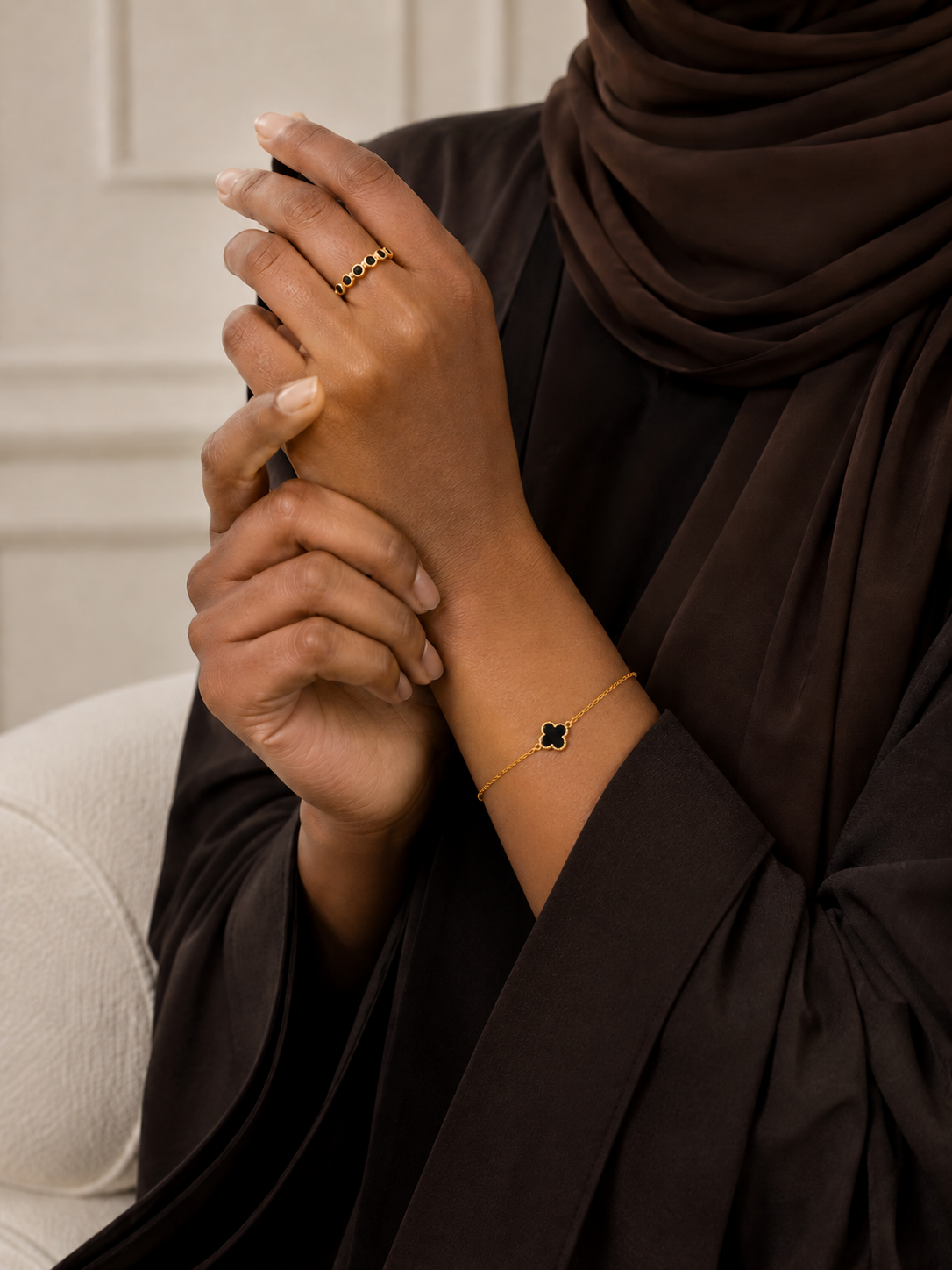 Eternal Noir Beaded Gold Ring